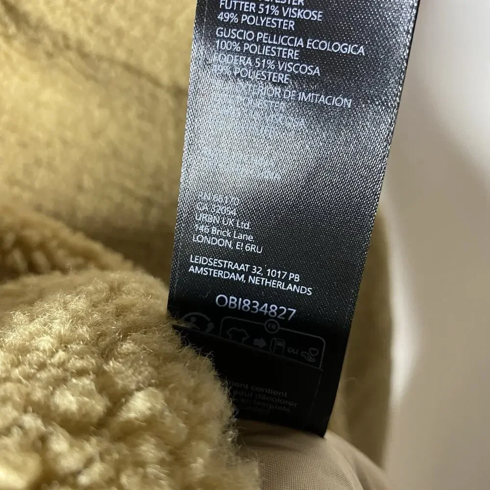 Free People Get Cozy Teddy Jacket Women's Medium Brown Fuzzy Oversize Boho Zip - Picture 9 of 10